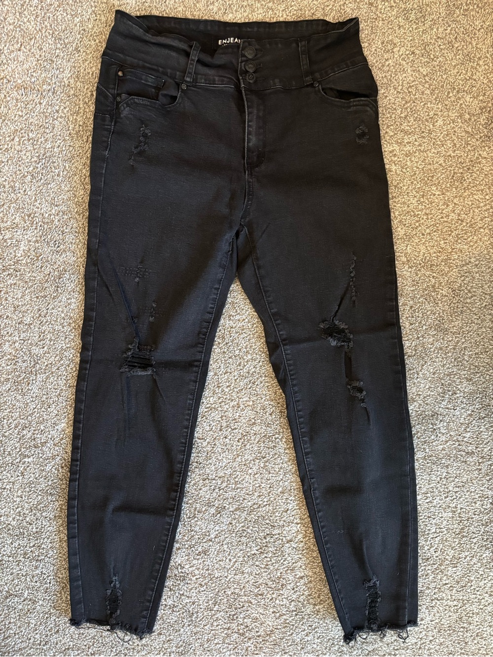 34. Enjean Distressed Black High-Rise Skinny Jeans